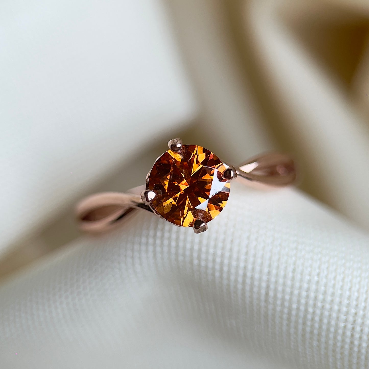 Orange Moissanite Ring (1 Carat)