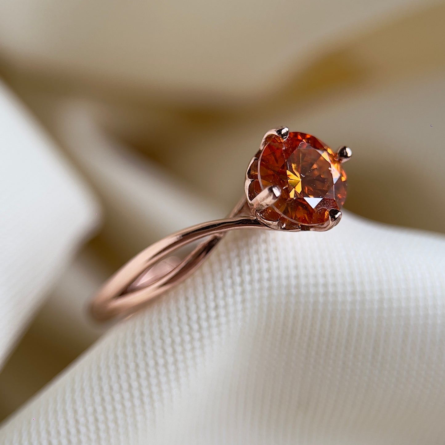 Orange Moissanite Ring (1 Carat)