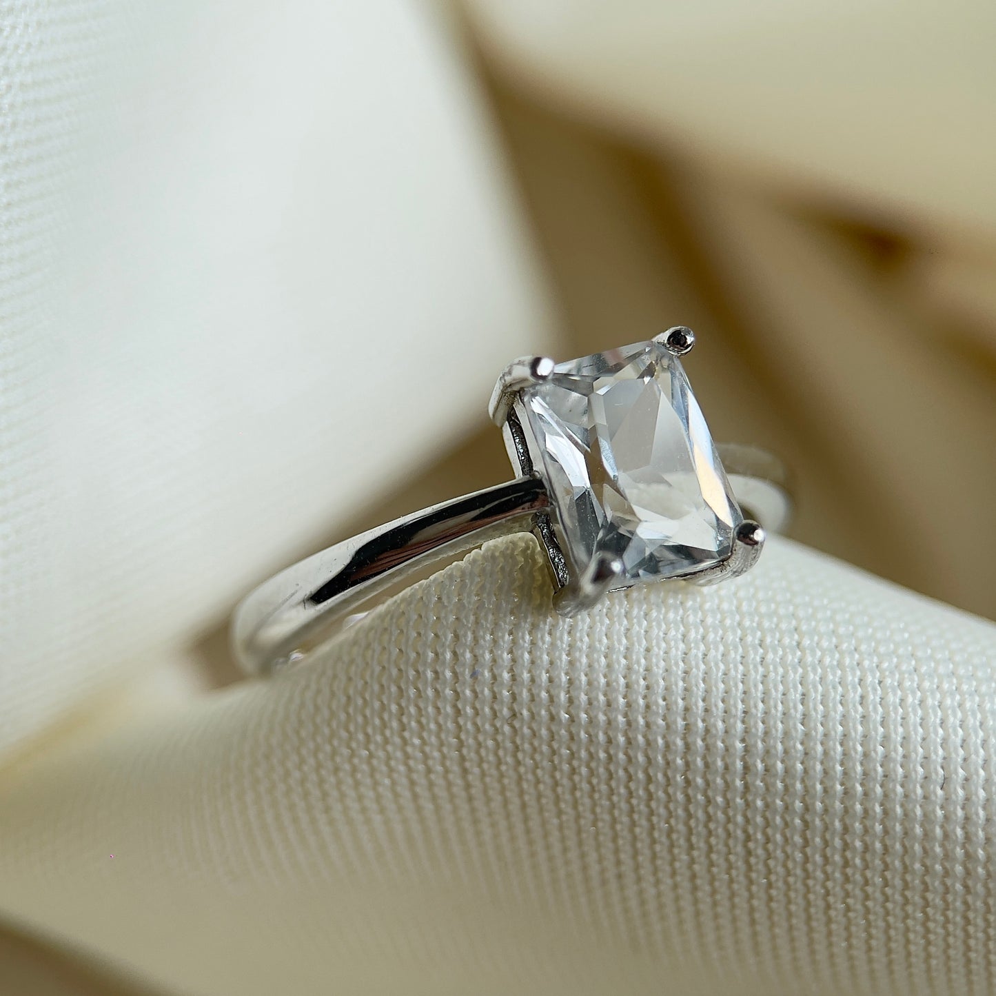 Clear Quartz Radiant Cut Ring