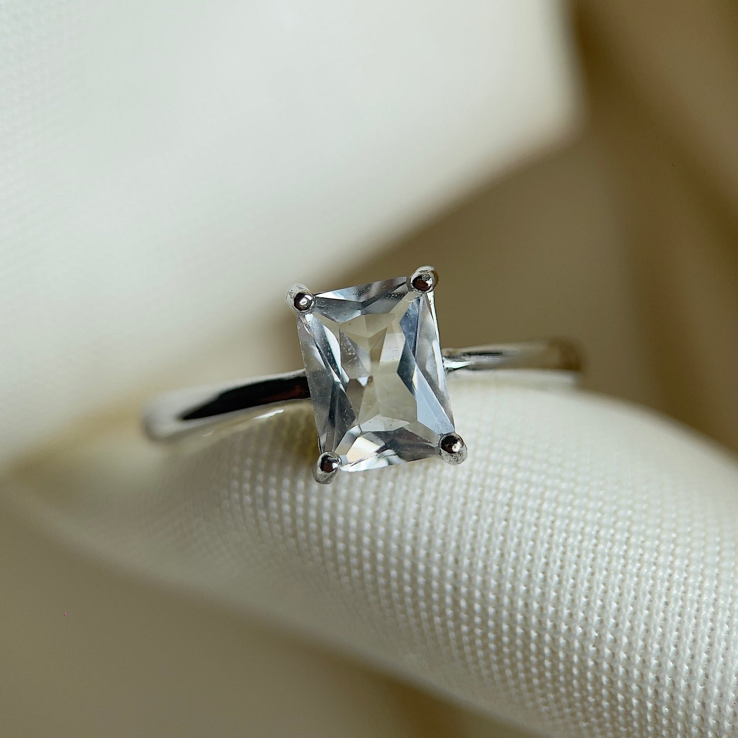 Clear Quartz Radiant Cut Ring
