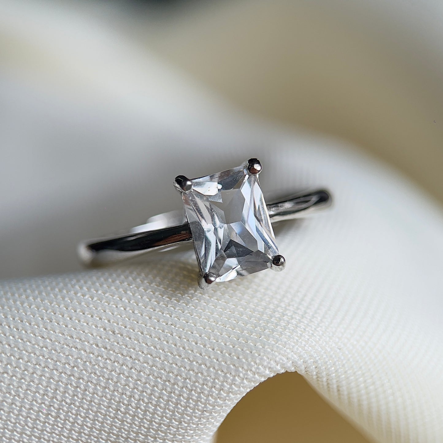 Clear Quartz Radiant Cut Ring