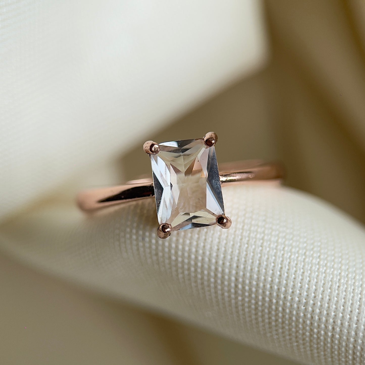 Clear Quartz Radiant Cut Ring