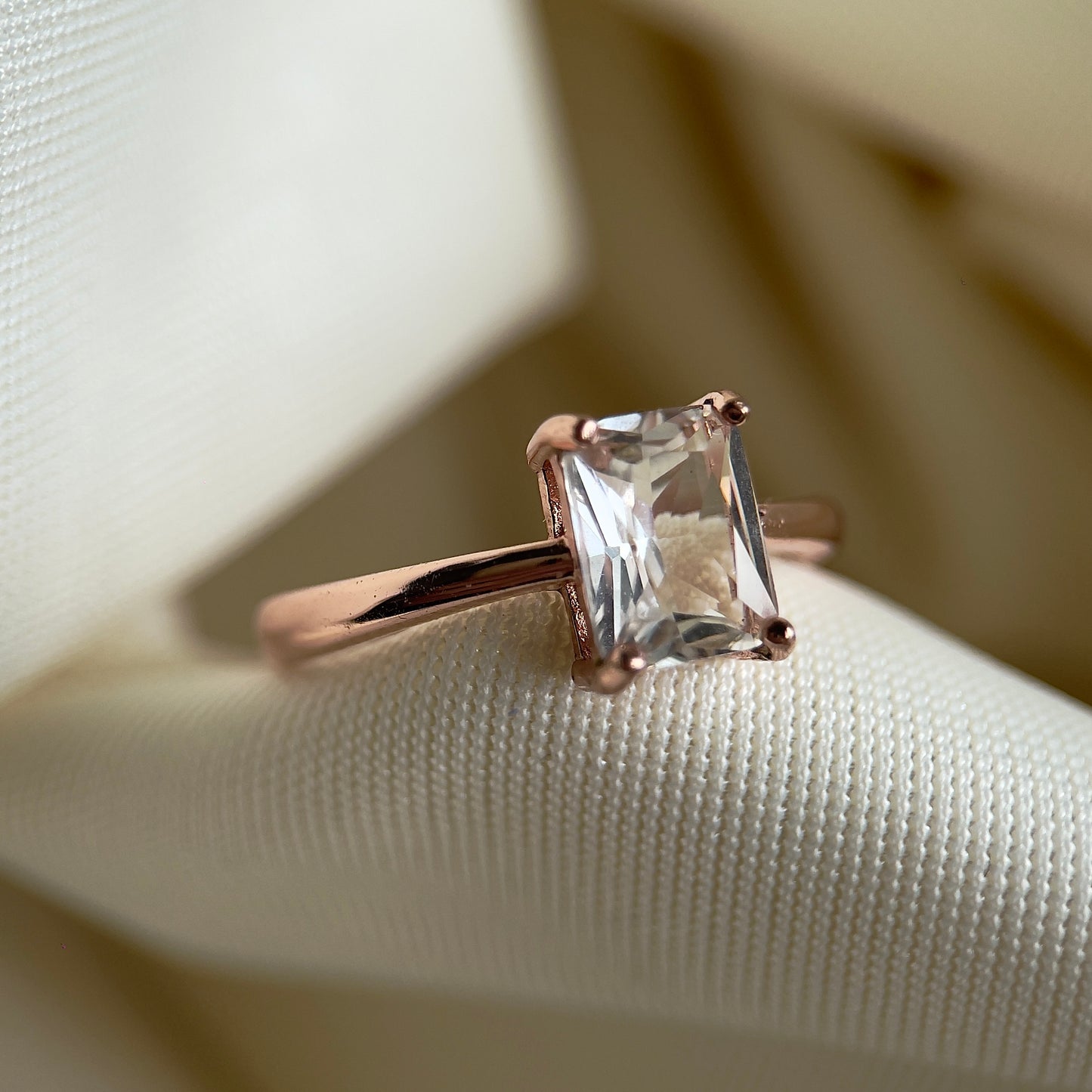 Clear Quartz Radiant Cut Ring