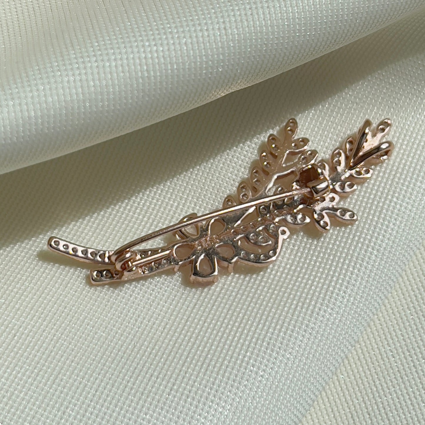 Rose Quartz Flower Brooch