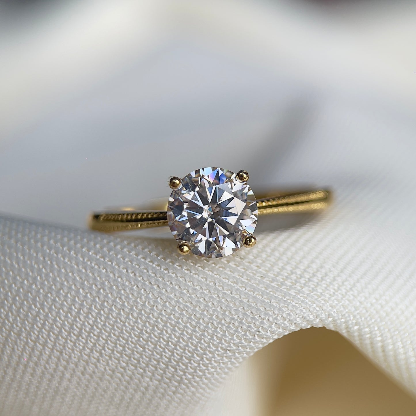 White Moissanite Solitaire Ring (1 carat)