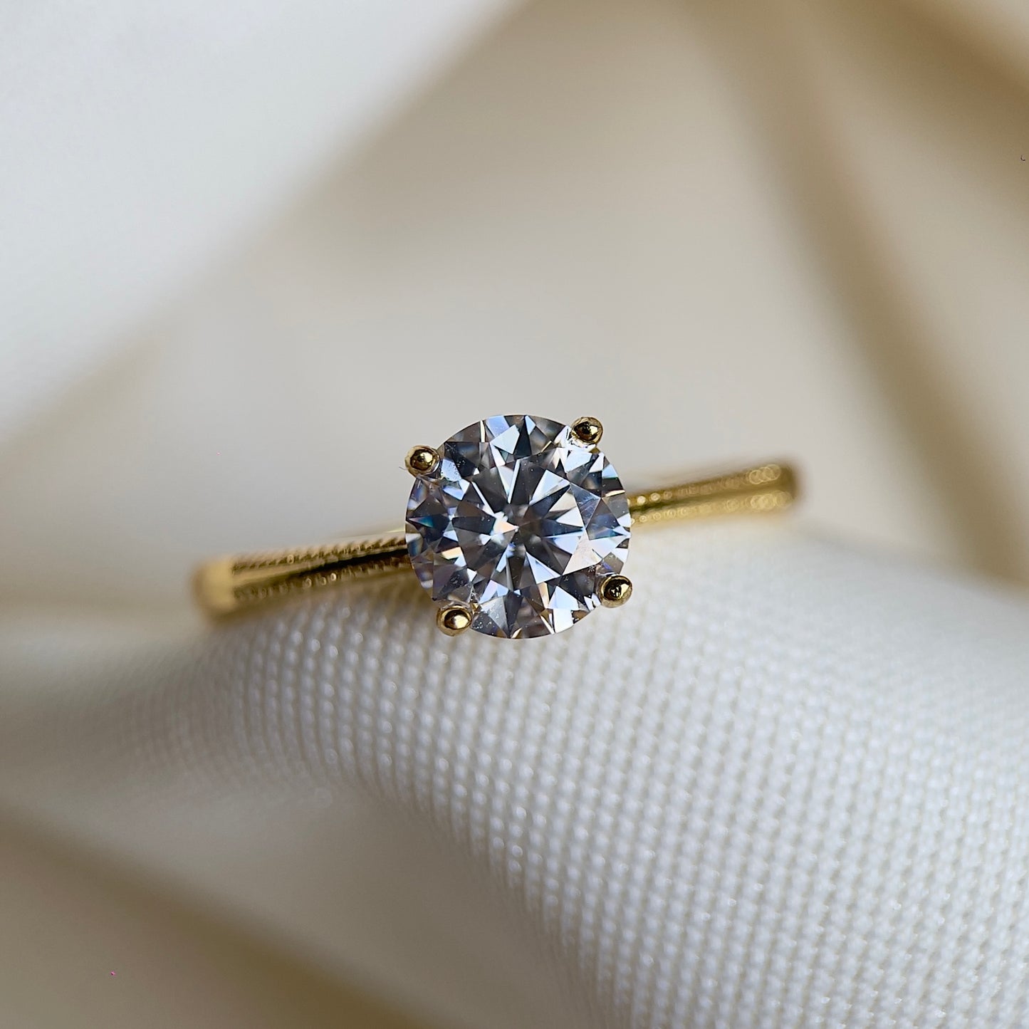 White Moissanite Solitaire Ring (1 carat)