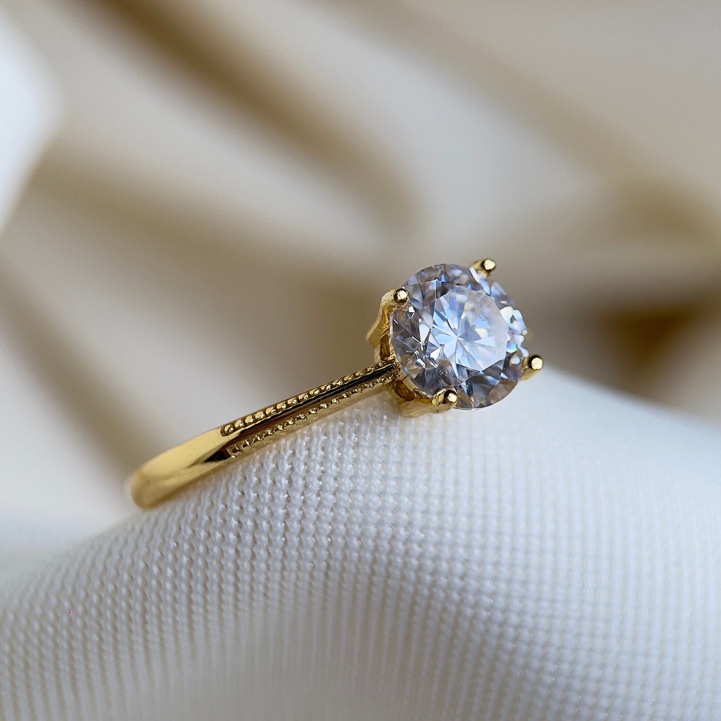 White Moissanite Solitaire Ring (1 carat)