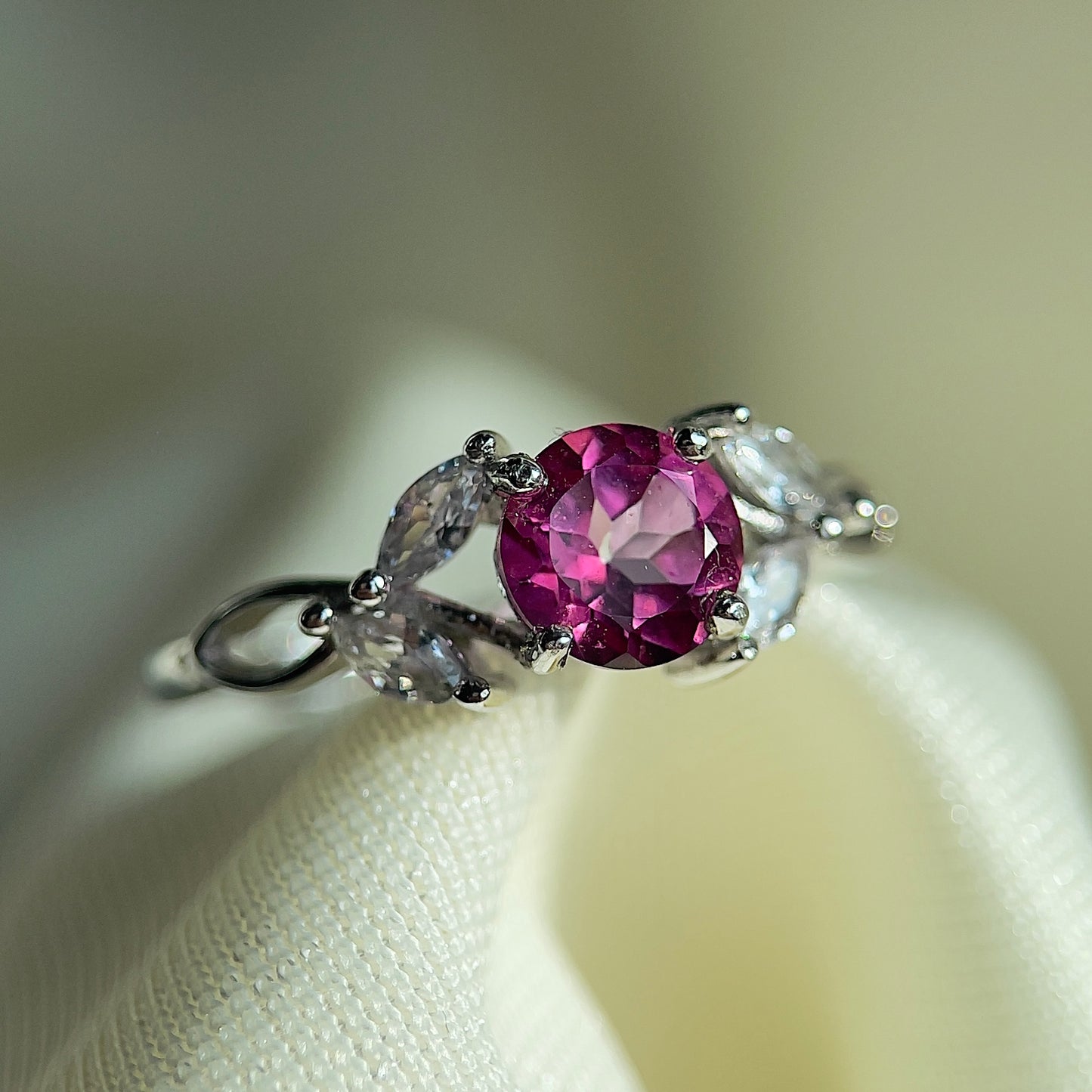 Pink Topaz Floral Ring