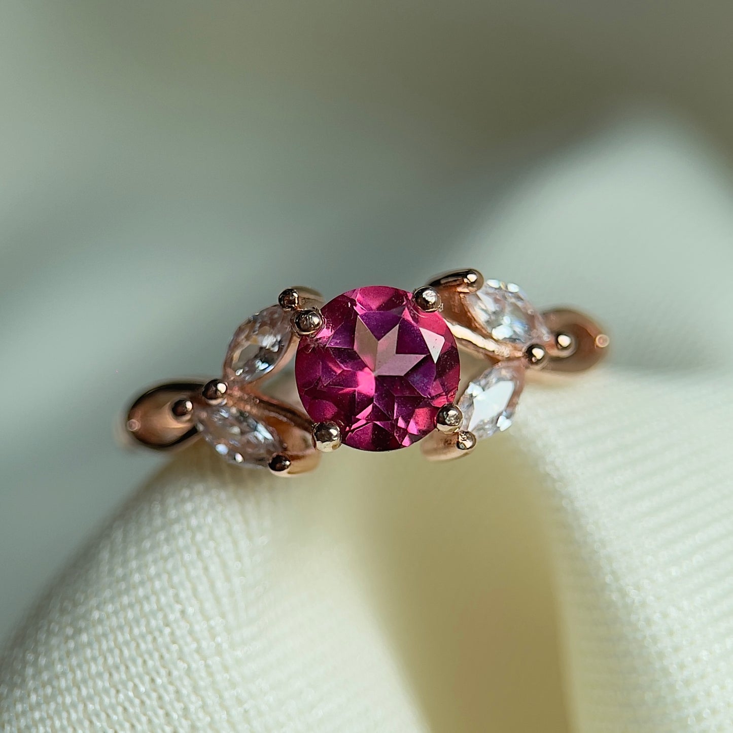 Pink Topaz Floral Ring