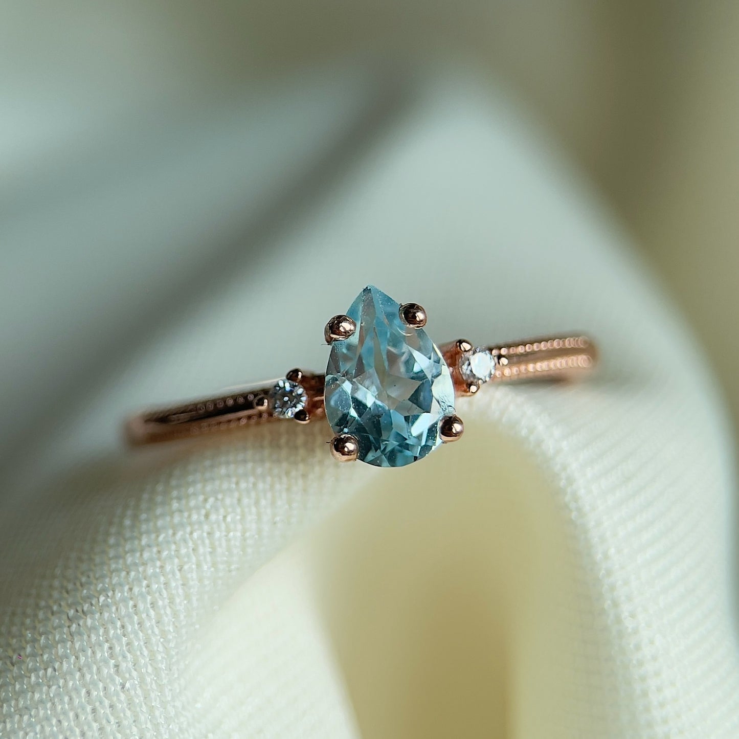 Sky Blue Topaz Pear Ring