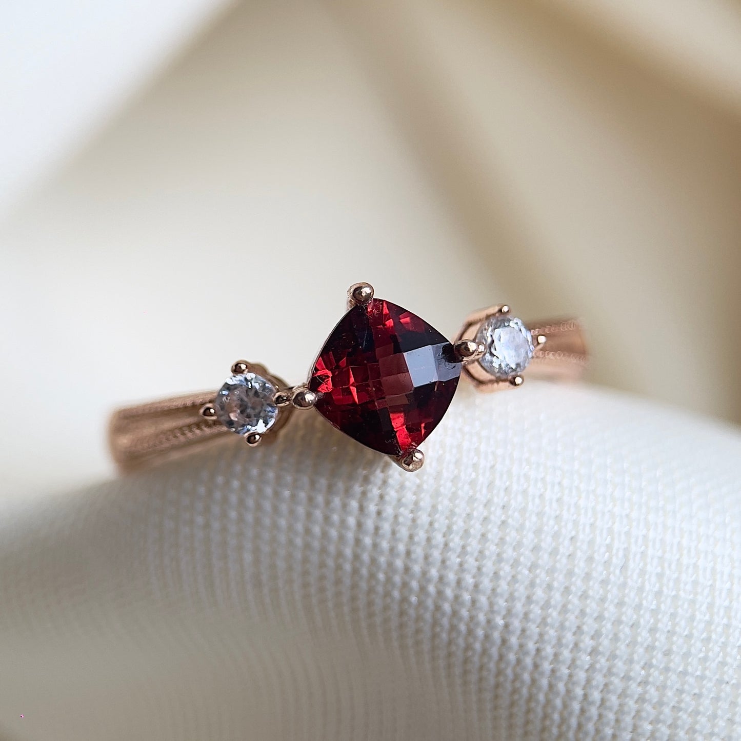 Cushion Cut Garnet Ring