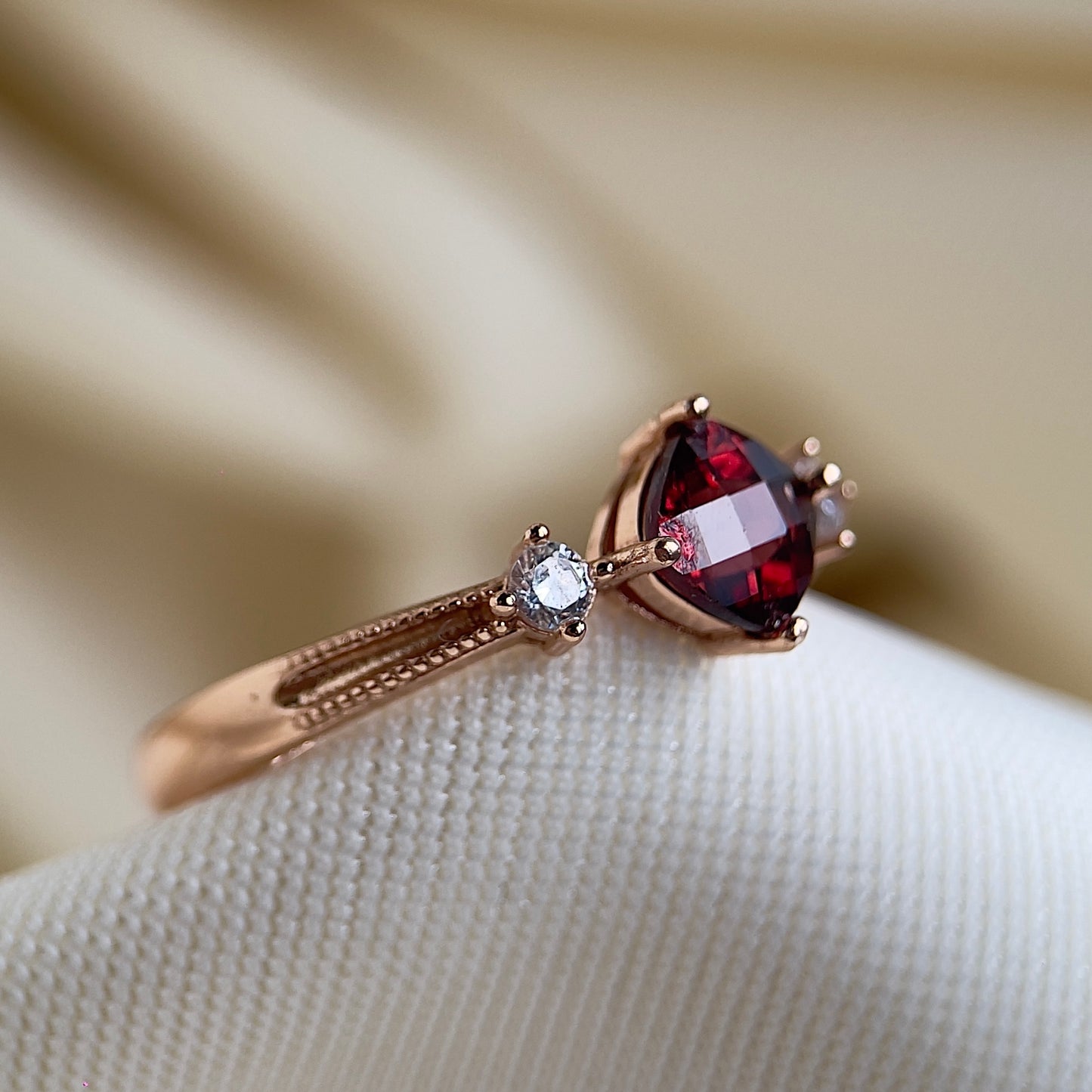 Cushion Cut Garnet Ring