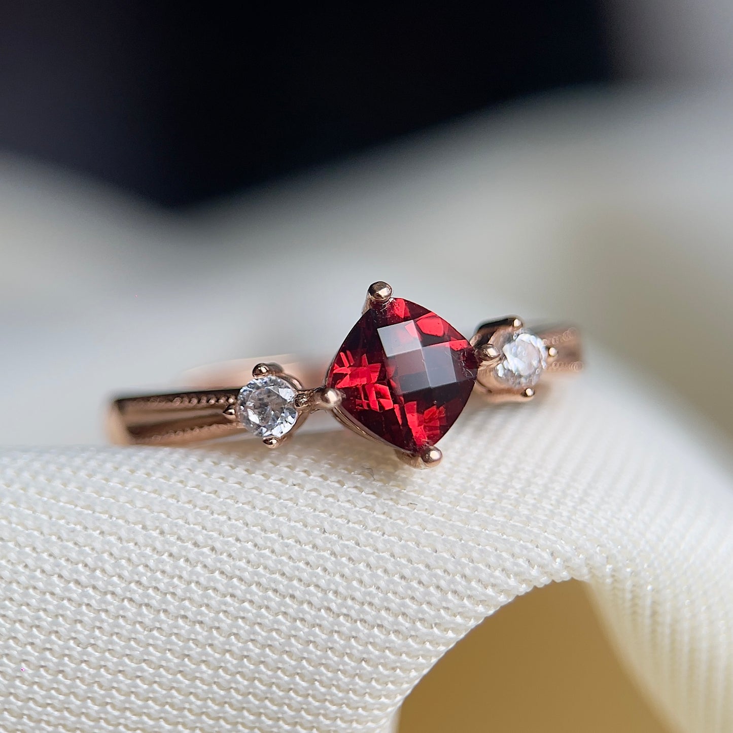 Cushion Cut Garnet Ring