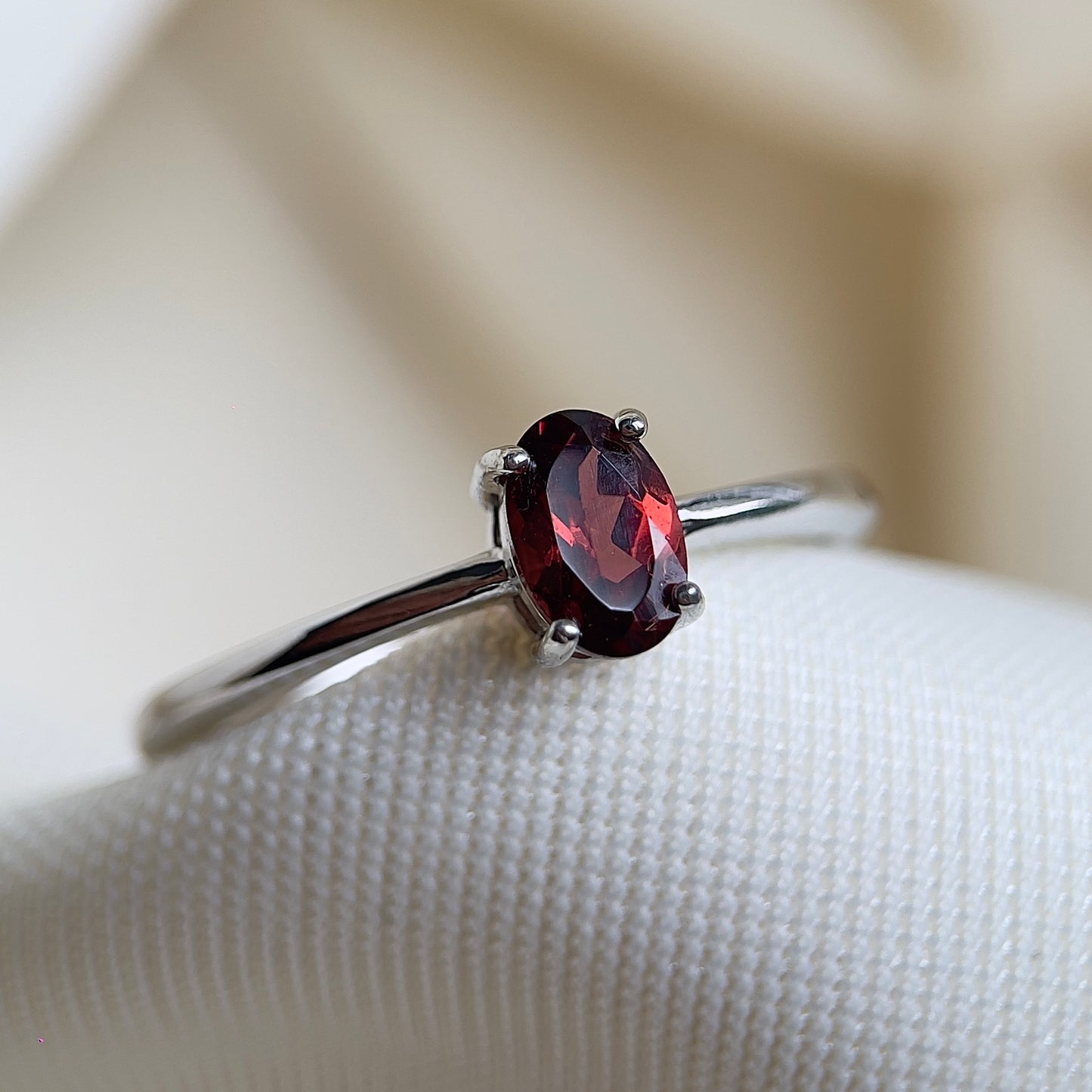 Garnet Oval Solitaire Ring