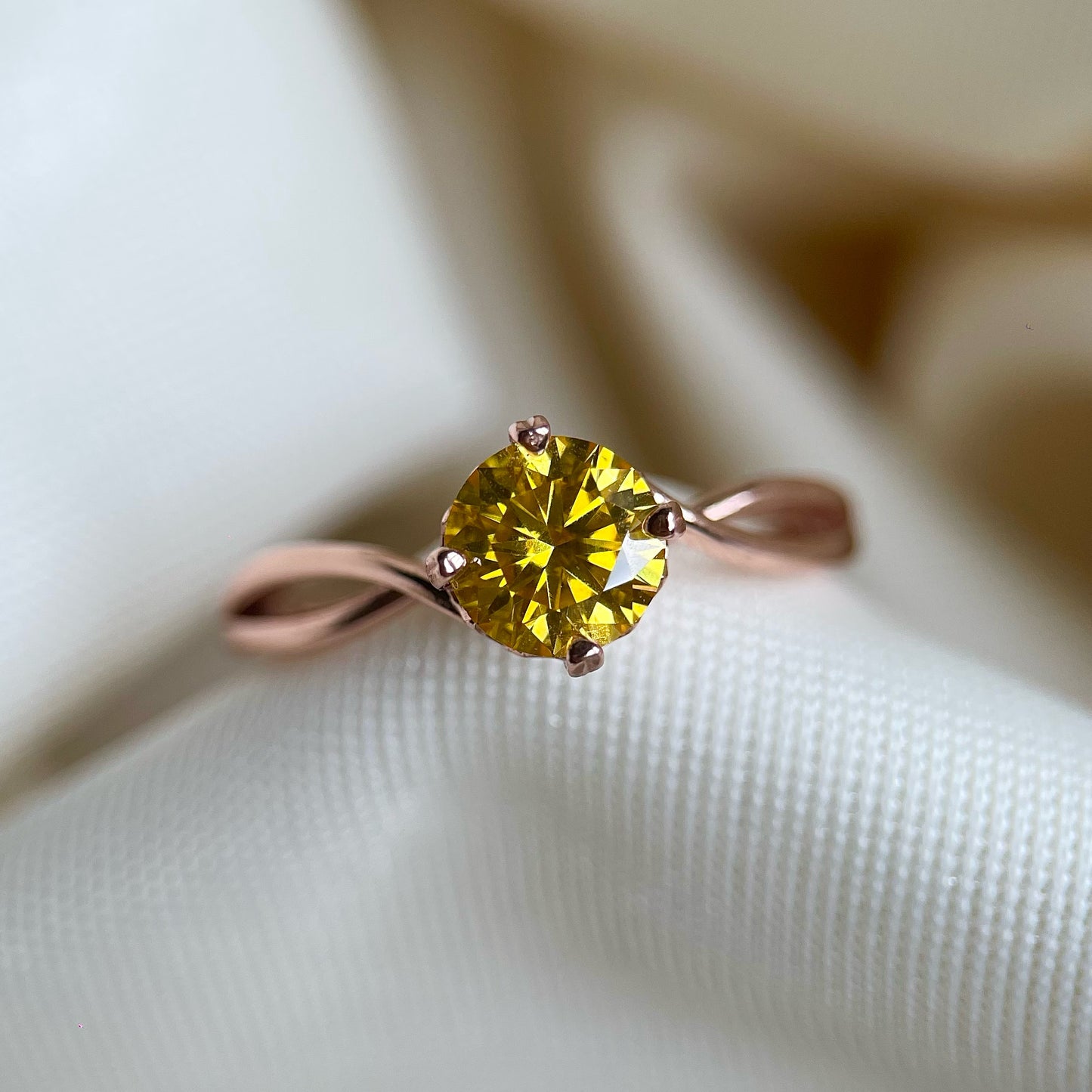 Bright Yellow Moissanite Ring (1 Carat)