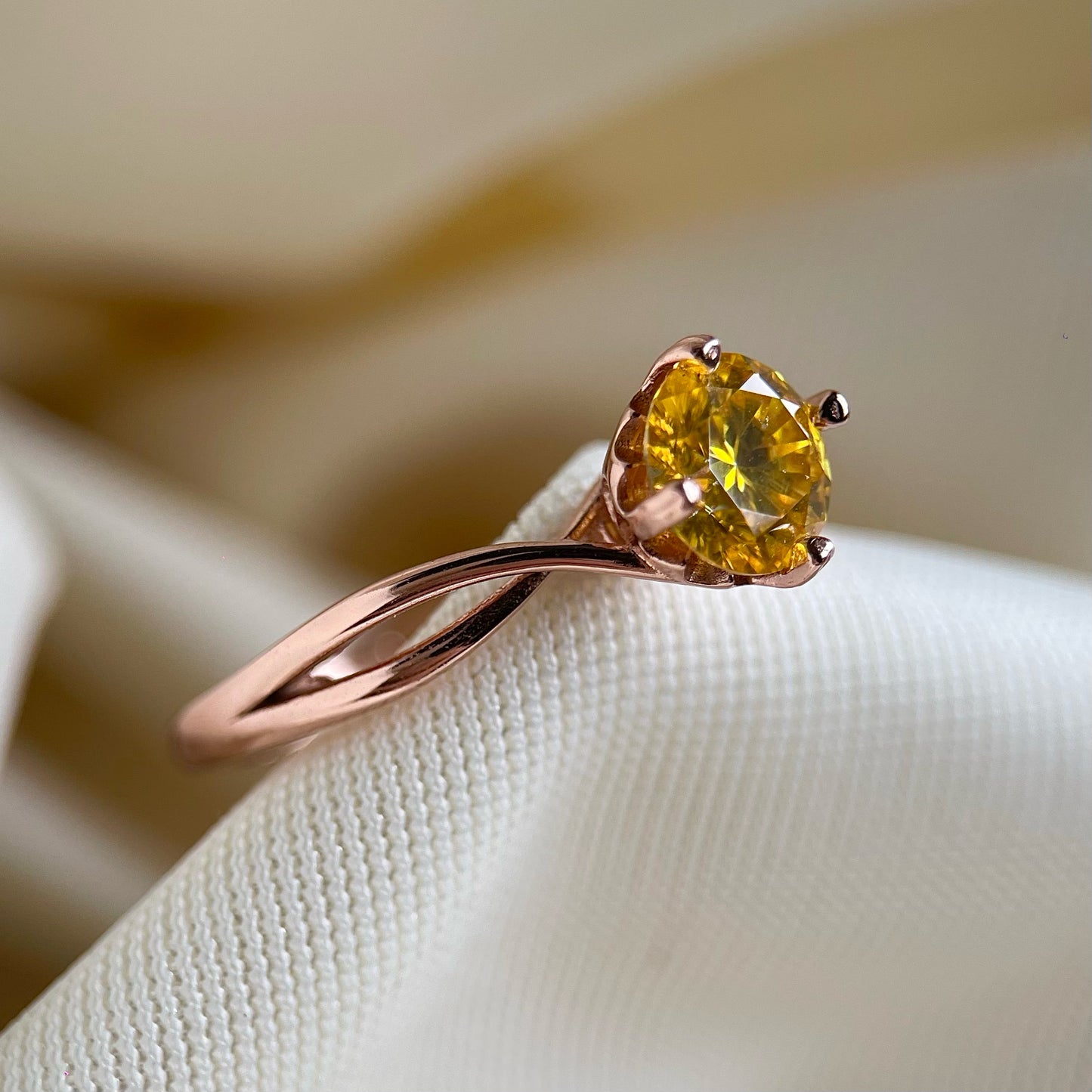 Bright Yellow Moissanite Ring (1 Carat)
