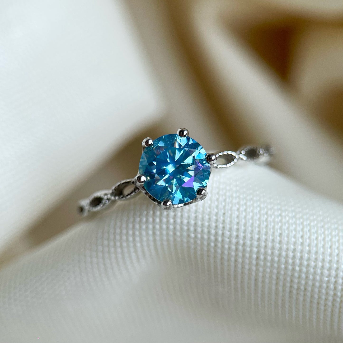 Baby Blue Moissanite Ring (1 Carat)