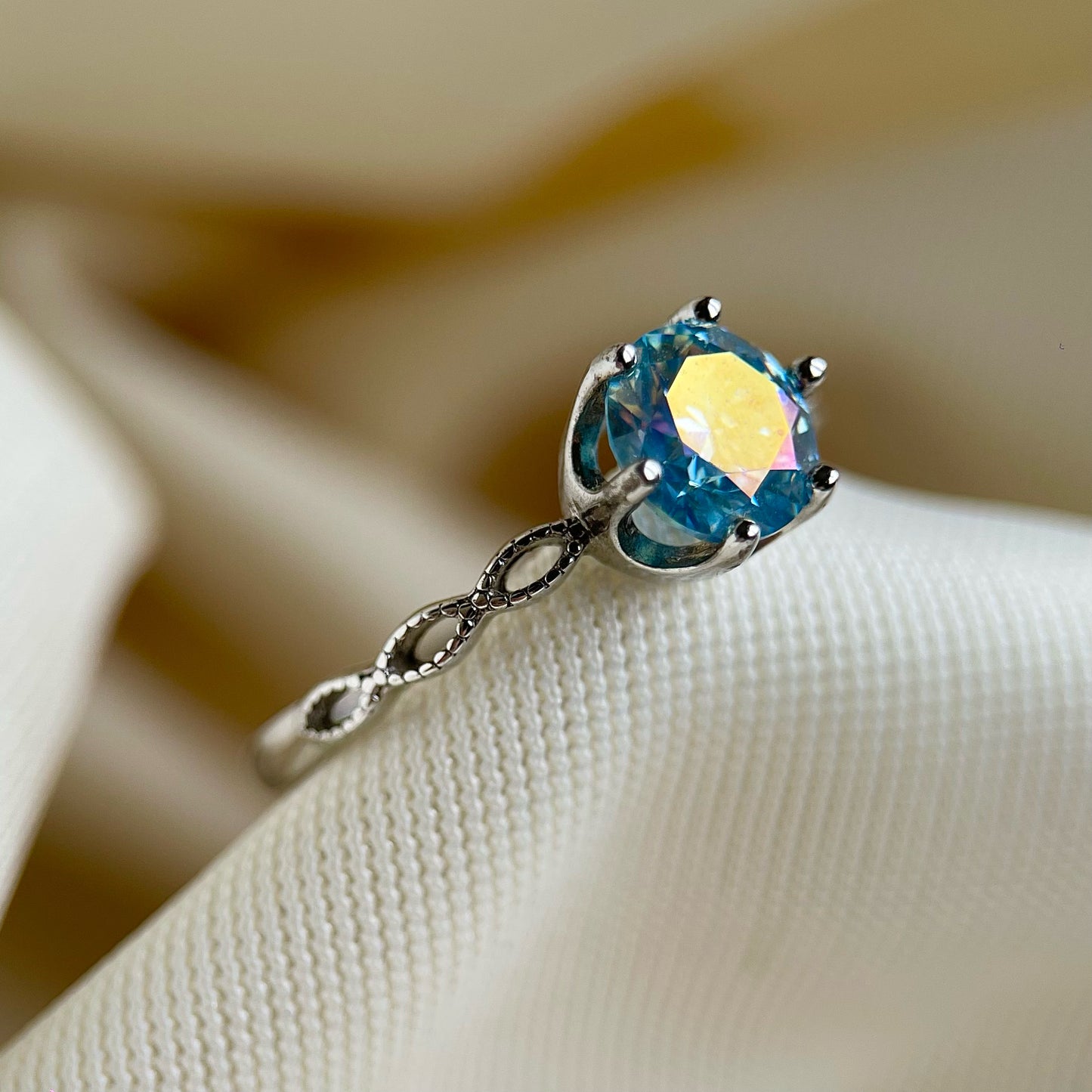 Baby Blue Moissanite Ring (1 Carat)