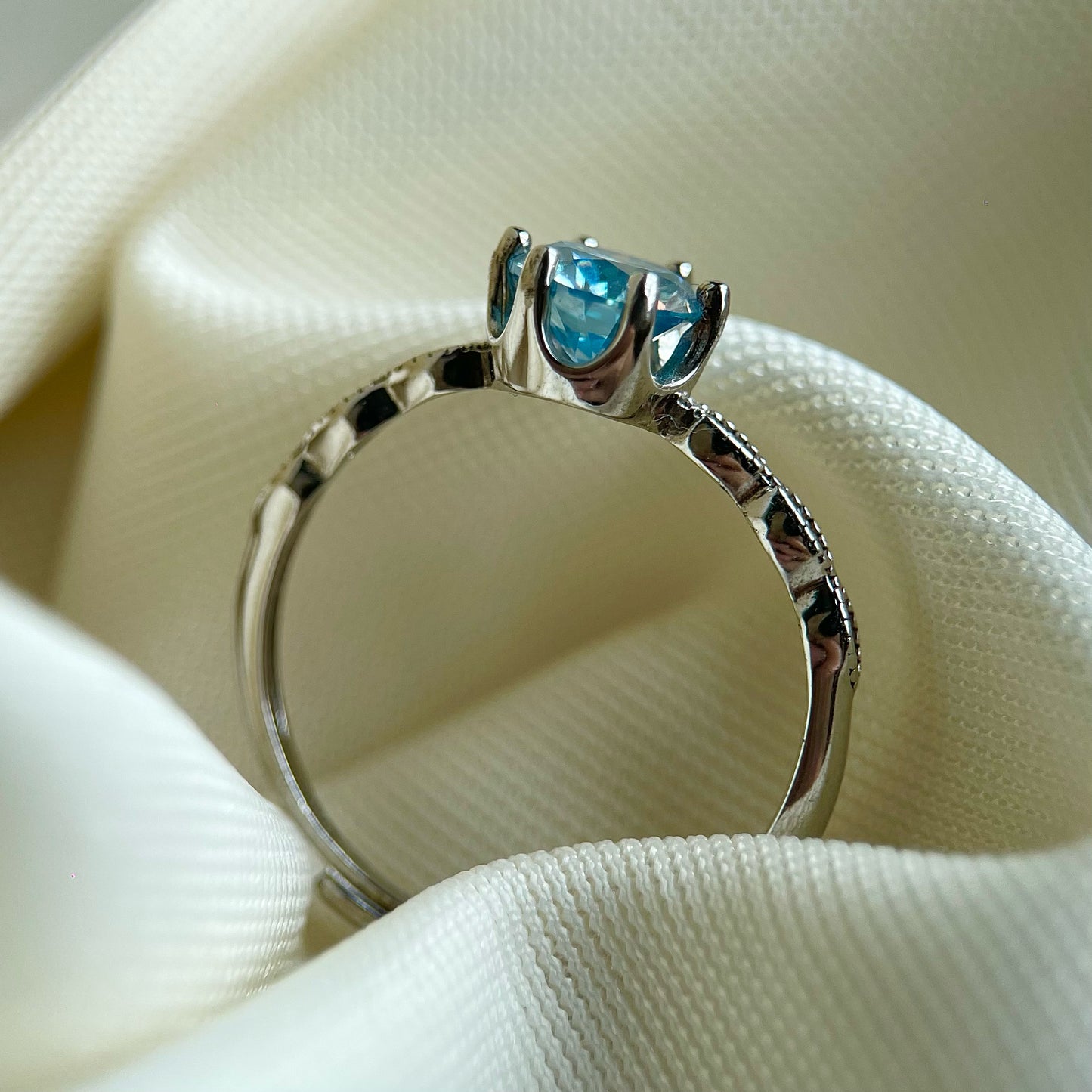 Baby Blue Moissanite Ring (1 Carat)