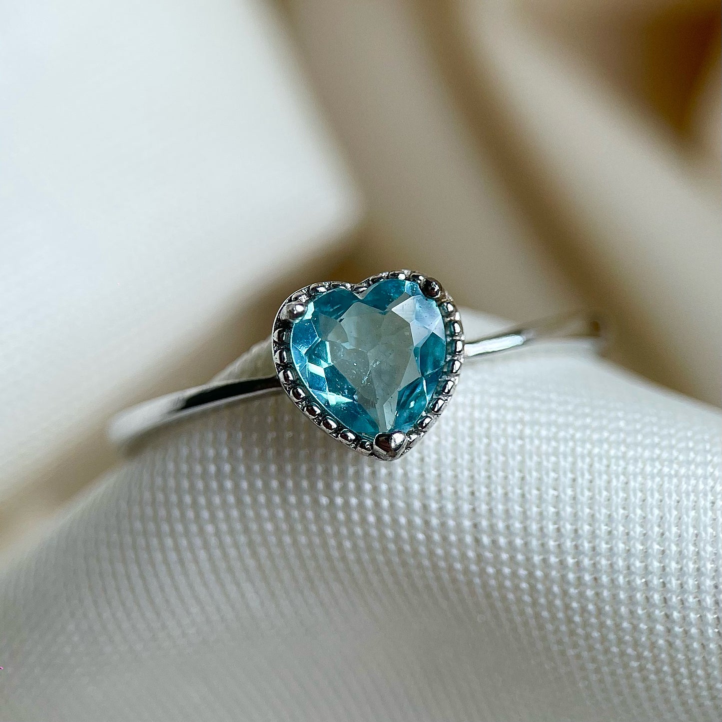 Blue Apatite Heart Ring
