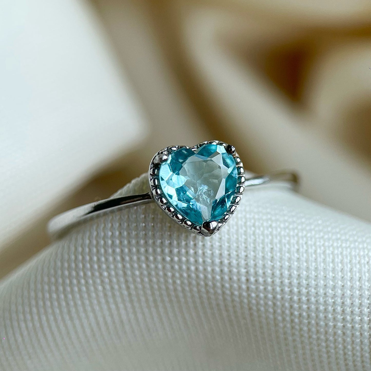 Blue Apatite Heart Ring