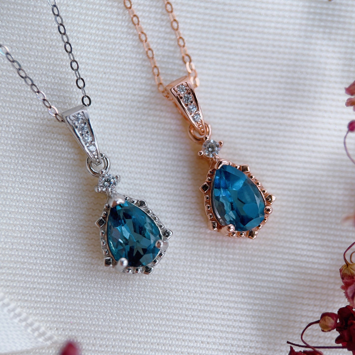 London Blue Topaz Pear Necklace
