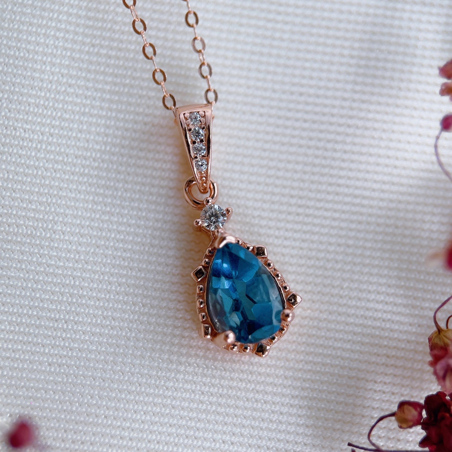 London Blue Topaz Pear Necklace