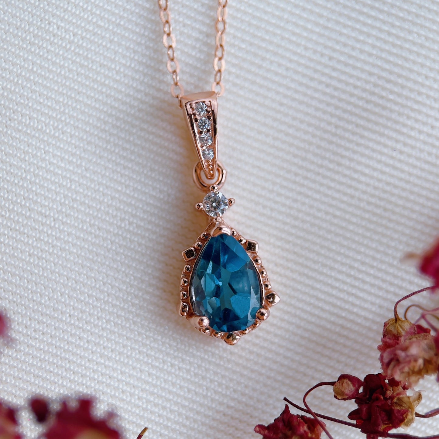 London Blue Topaz Pear Necklace