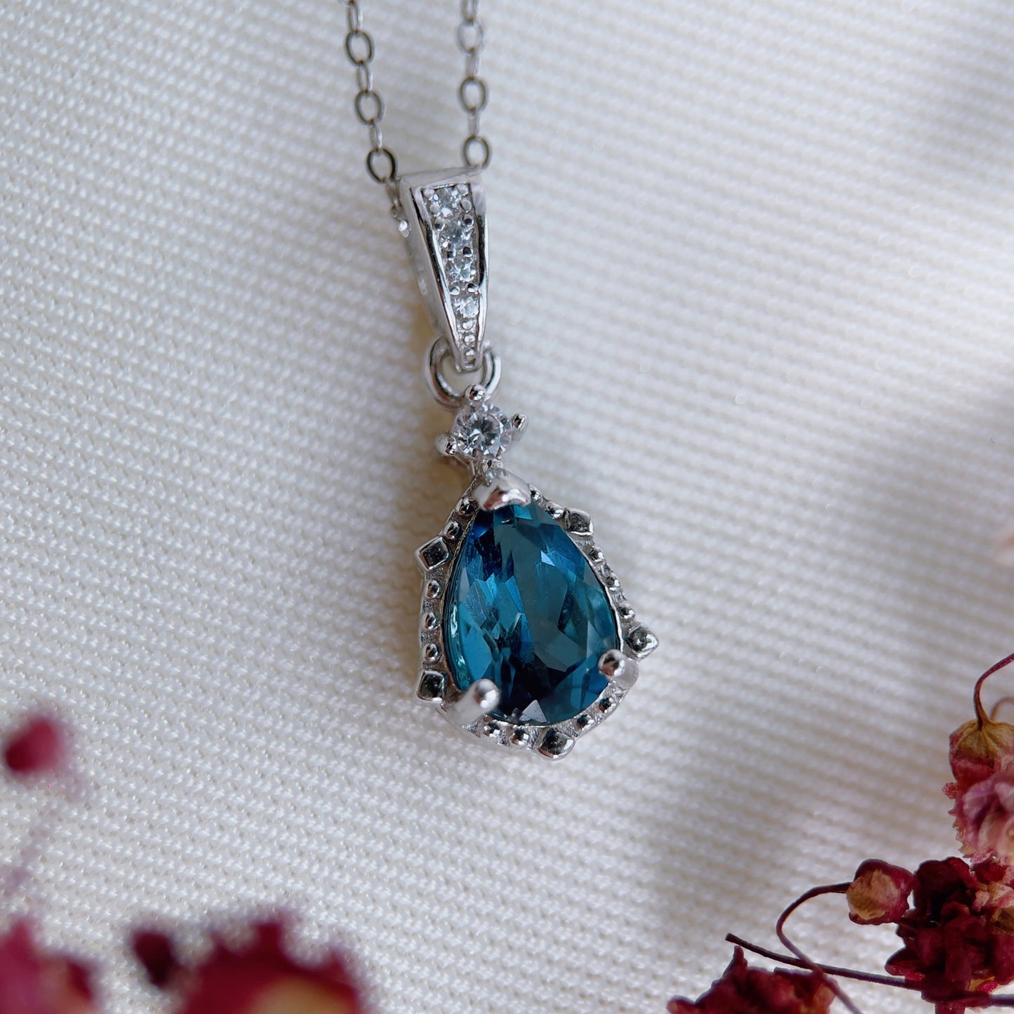 London Blue Topaz Pear Necklace