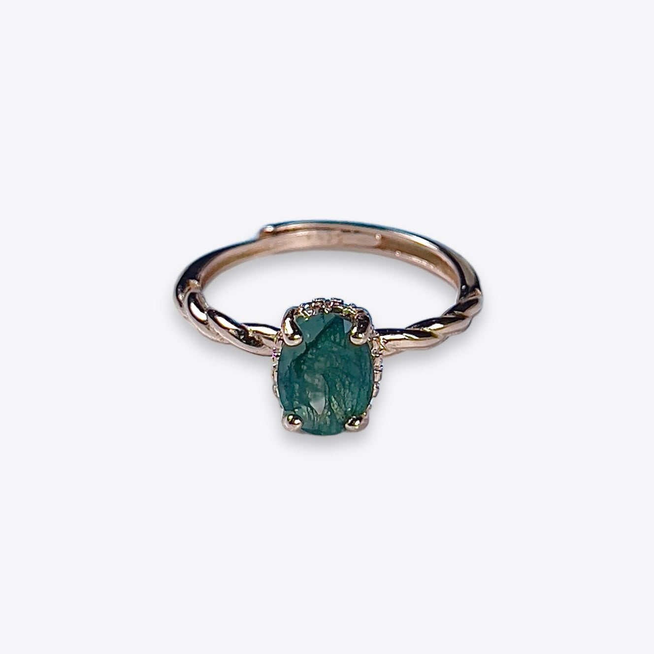 Moss Agate Halo Ring