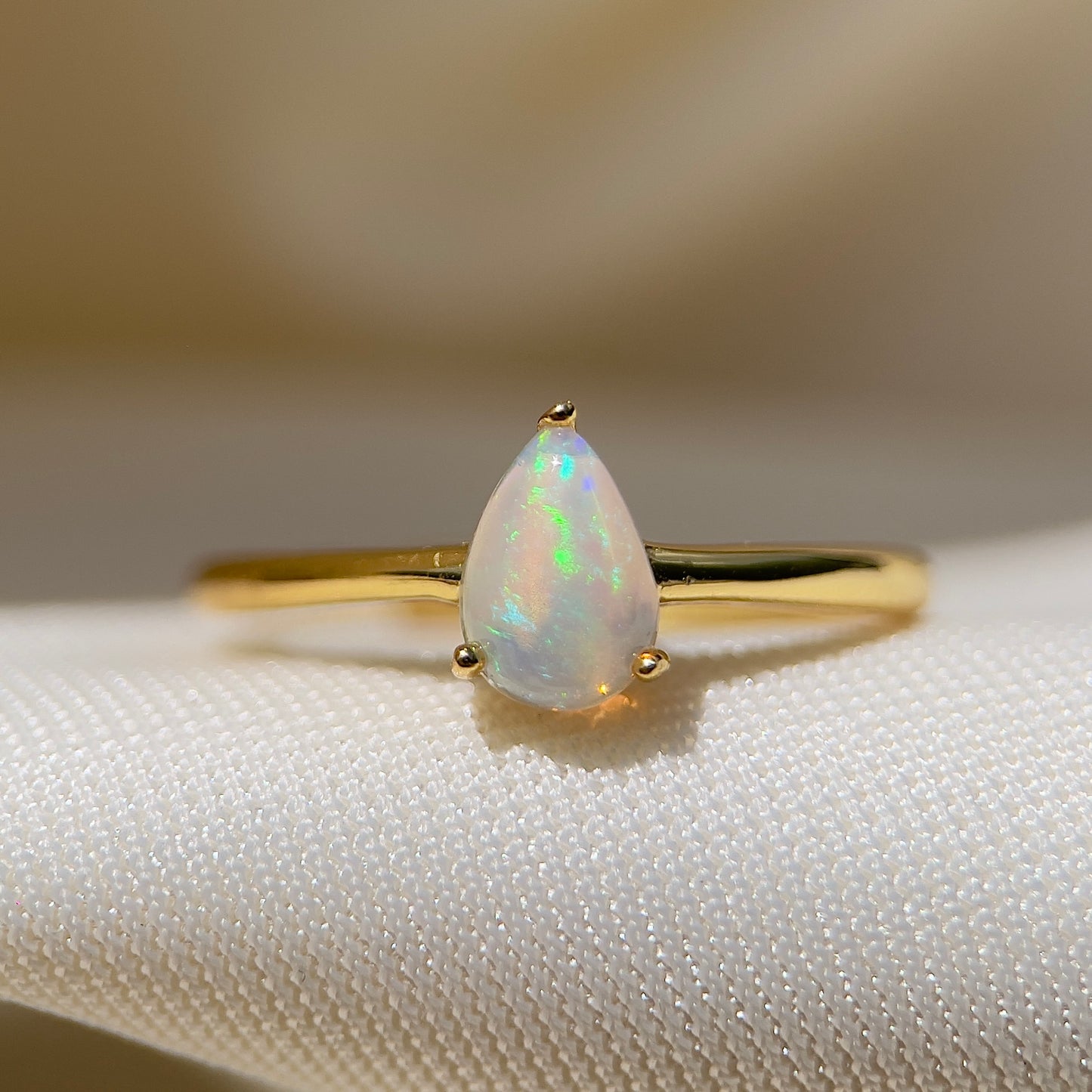 Teardrop Cabochon Opal Ring