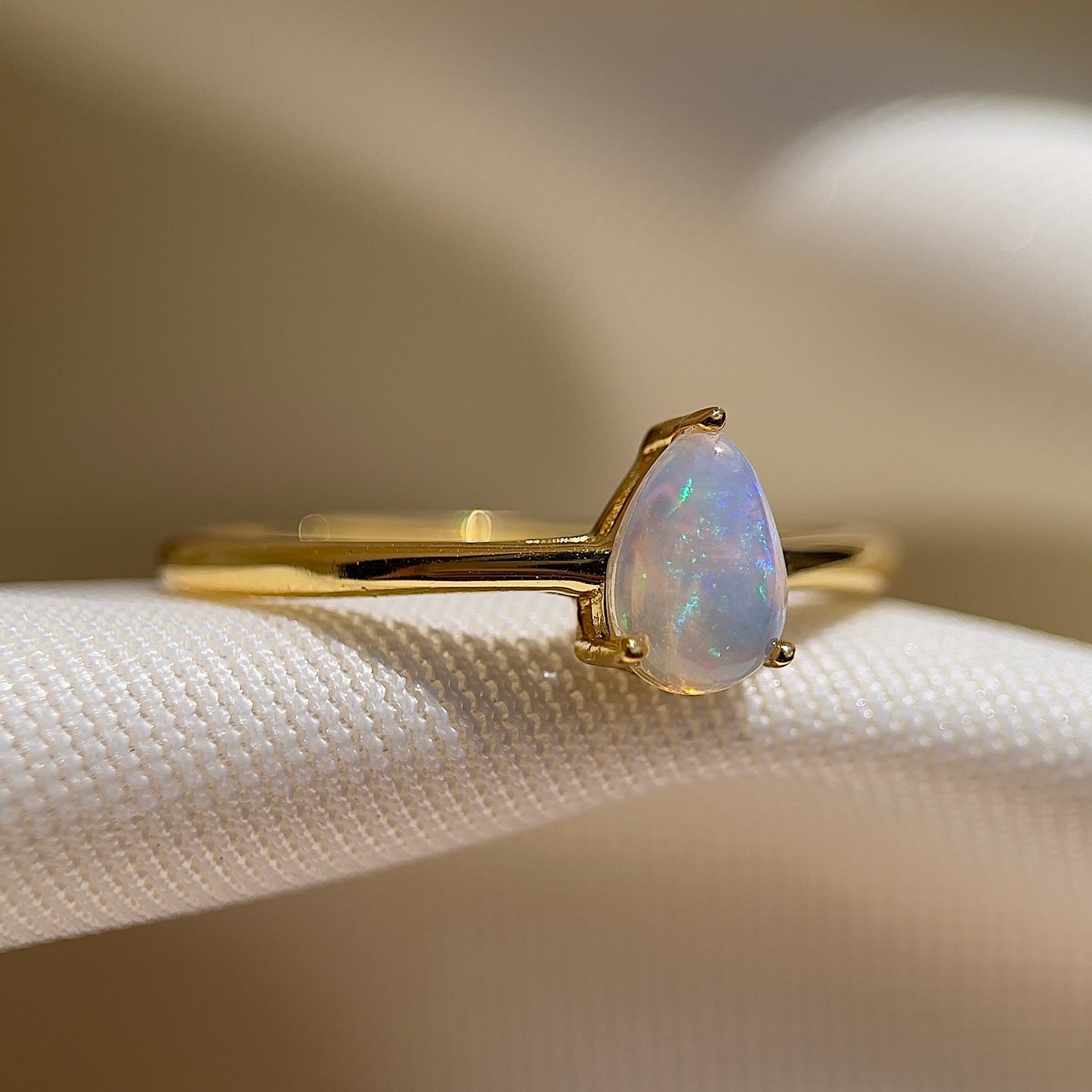 Teardrop Cabochon Opal Ring