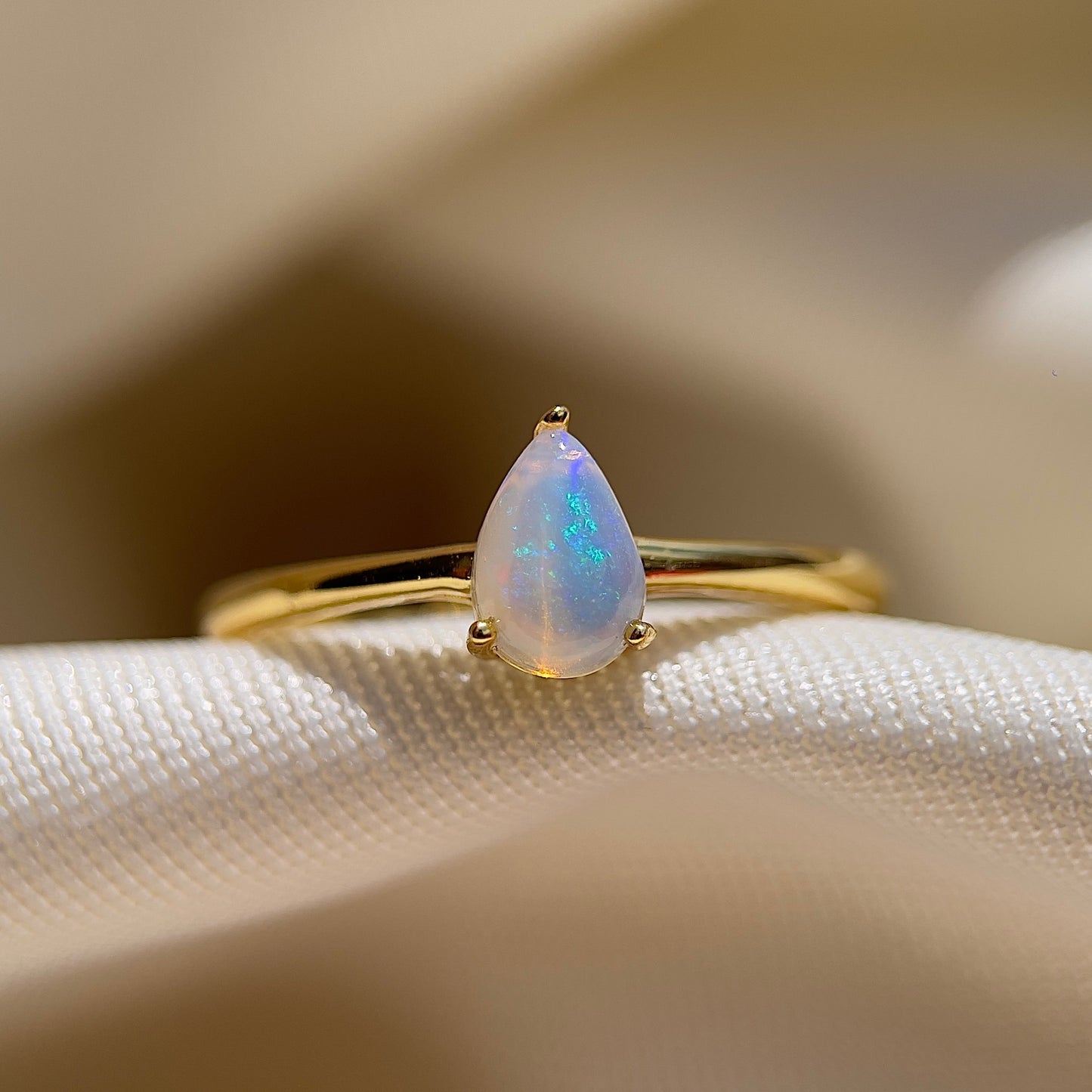 Teardrop Cabochon Opal Ring