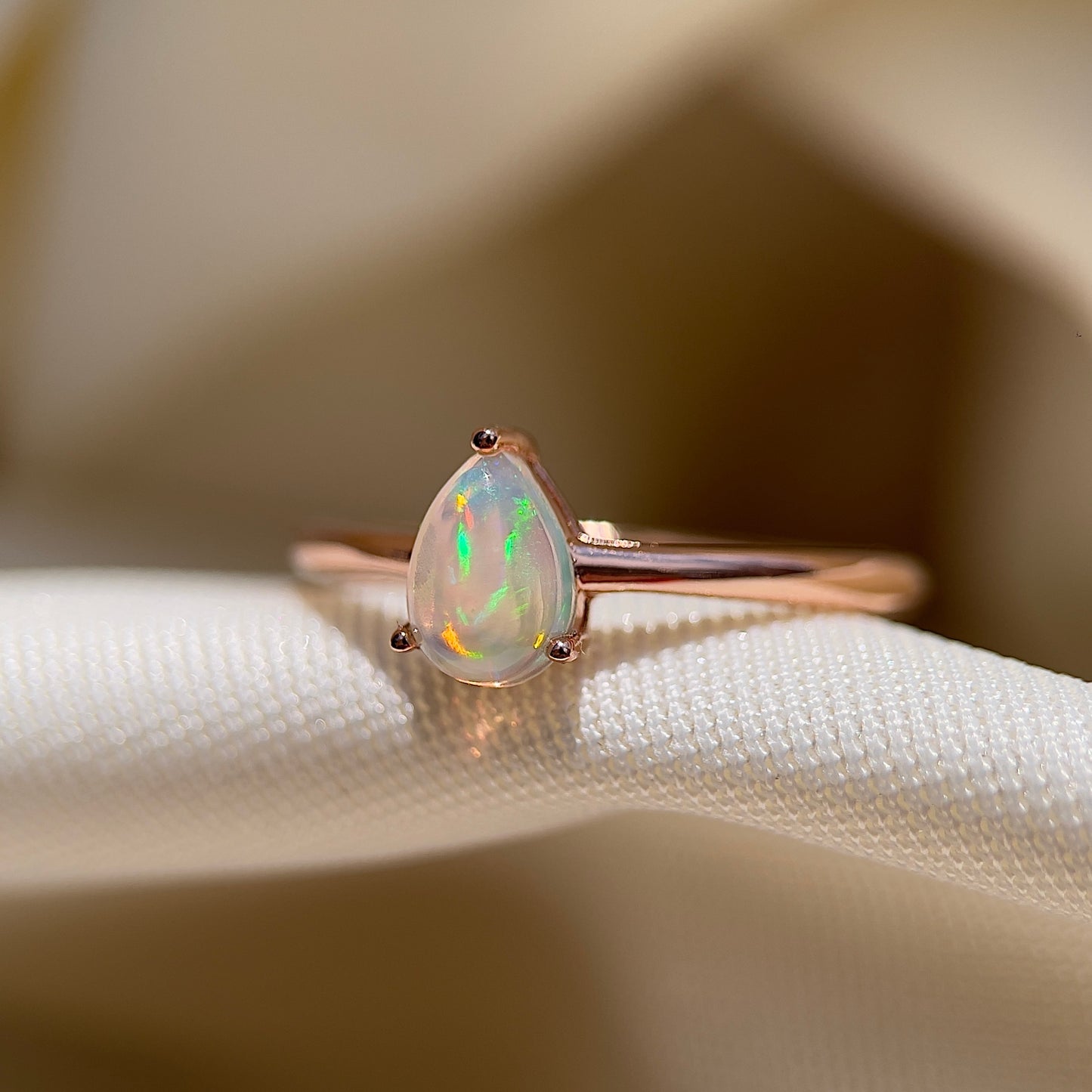 Teardrop Cabochon Opal Ring