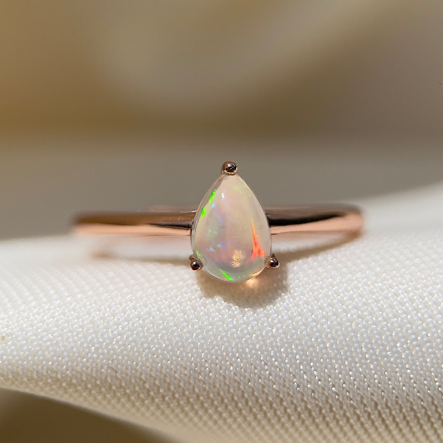 Teardrop Cabochon Opal Ring