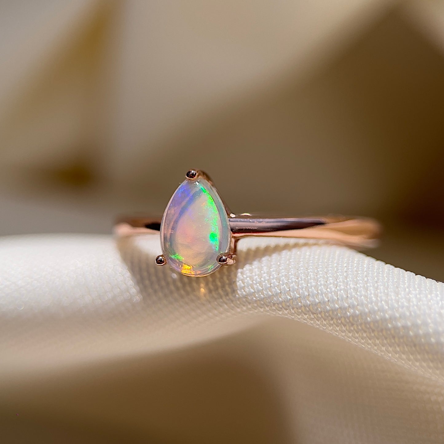 Teardrop Cabochon Opal Ring