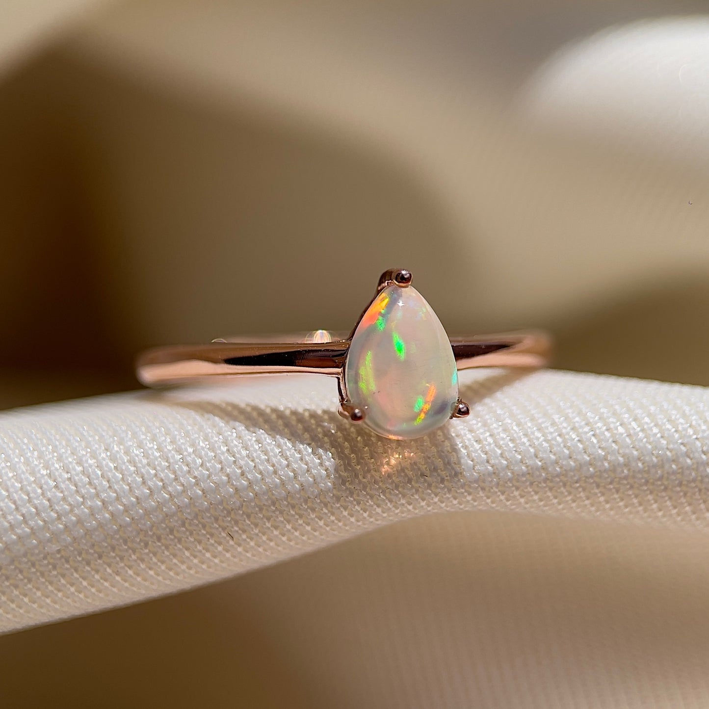 Teardrop Cabochon Opal Ring