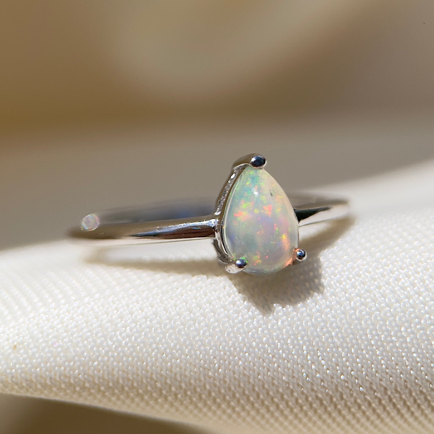 Teardrop Cabochon Opal Ring