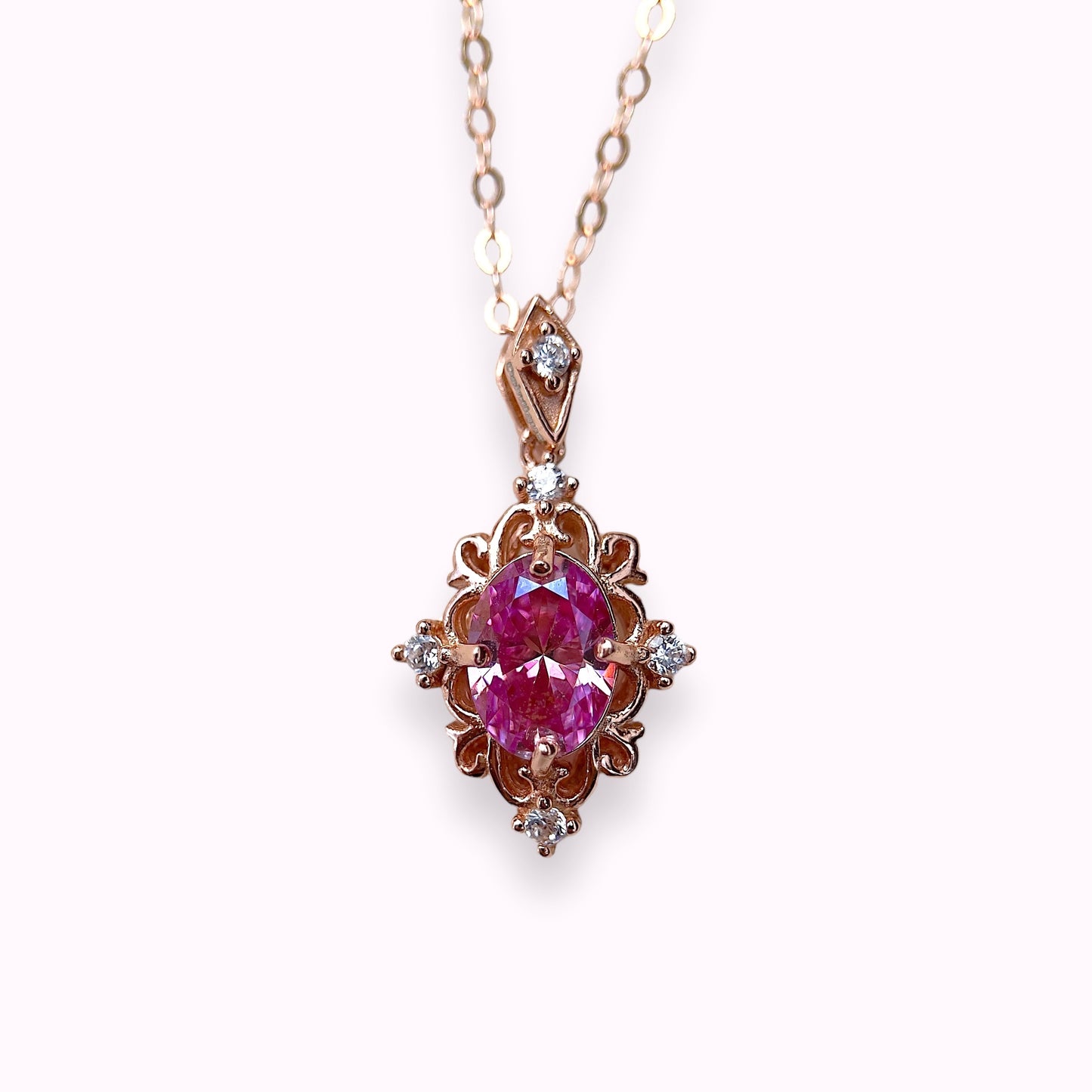 Pink Moissanite Regal Necklace
