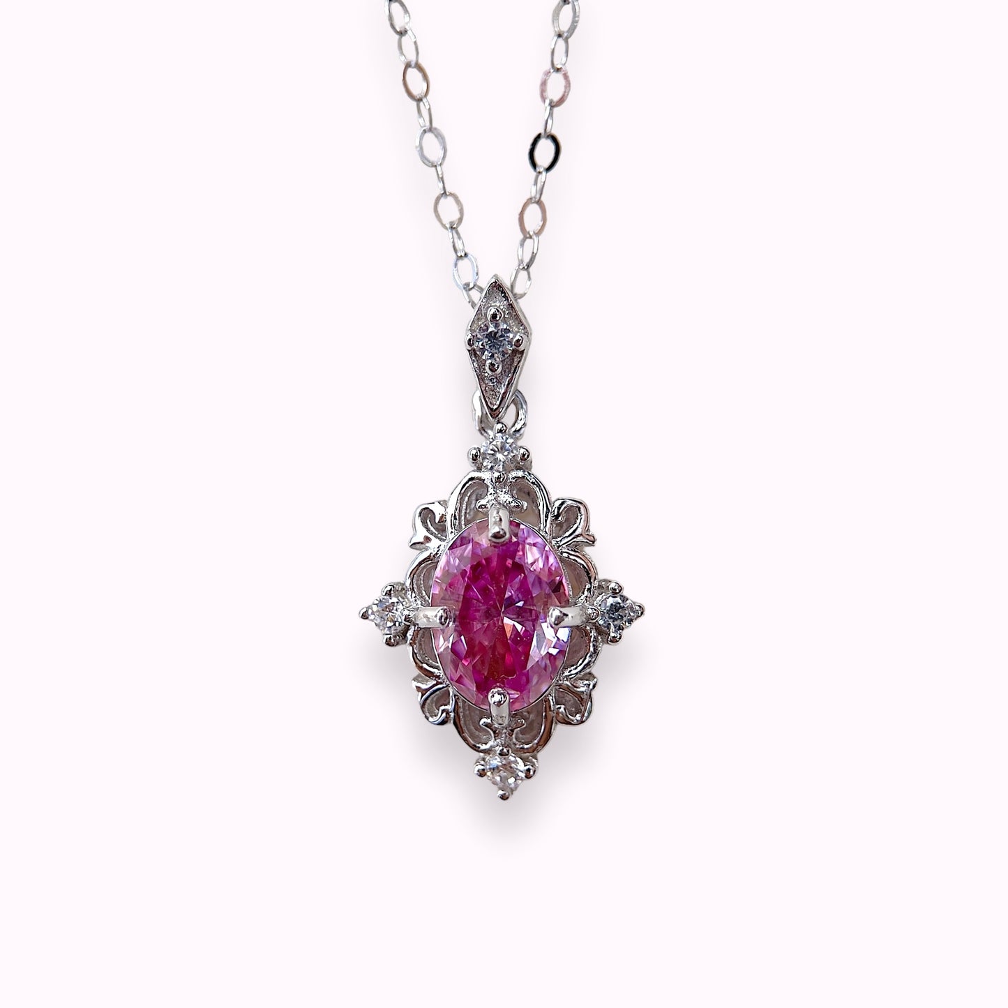 Pink Moissanite Regal Necklace