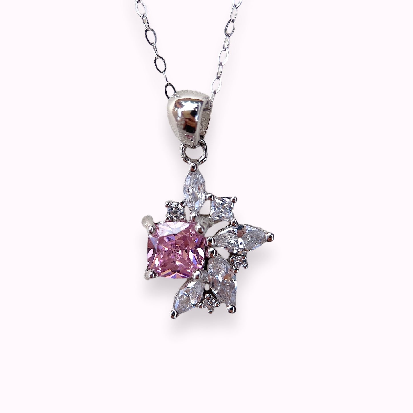 Pink Zirconia Bejewelled Necklace