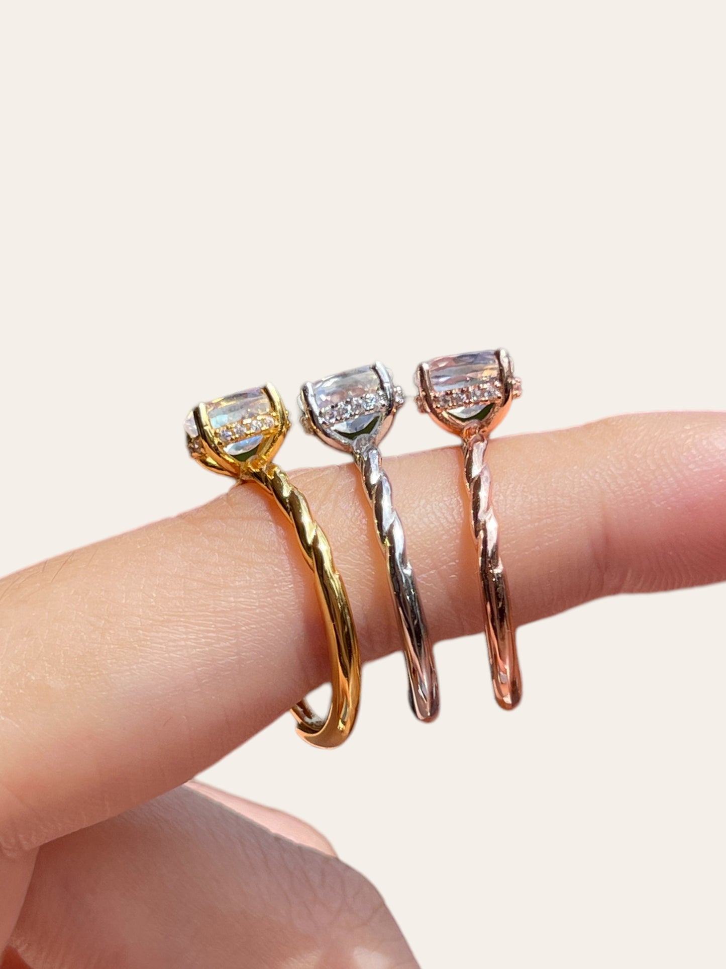 Moonstone Halo Ring