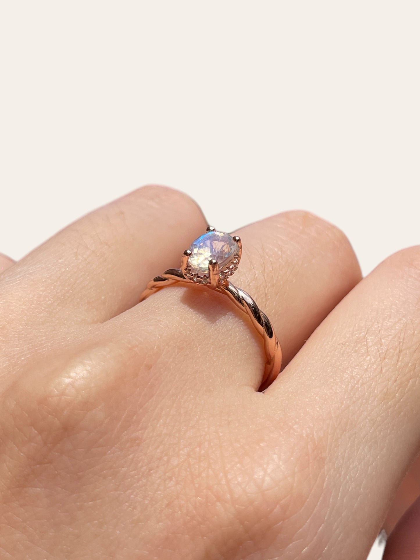 Moonstone Halo Ring