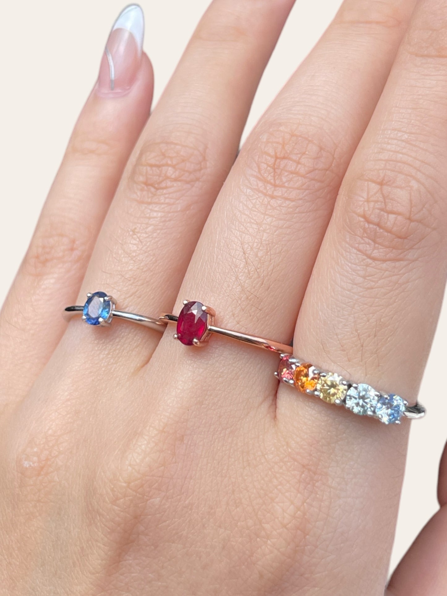 Rainbow Moissanite Eternity Ring
