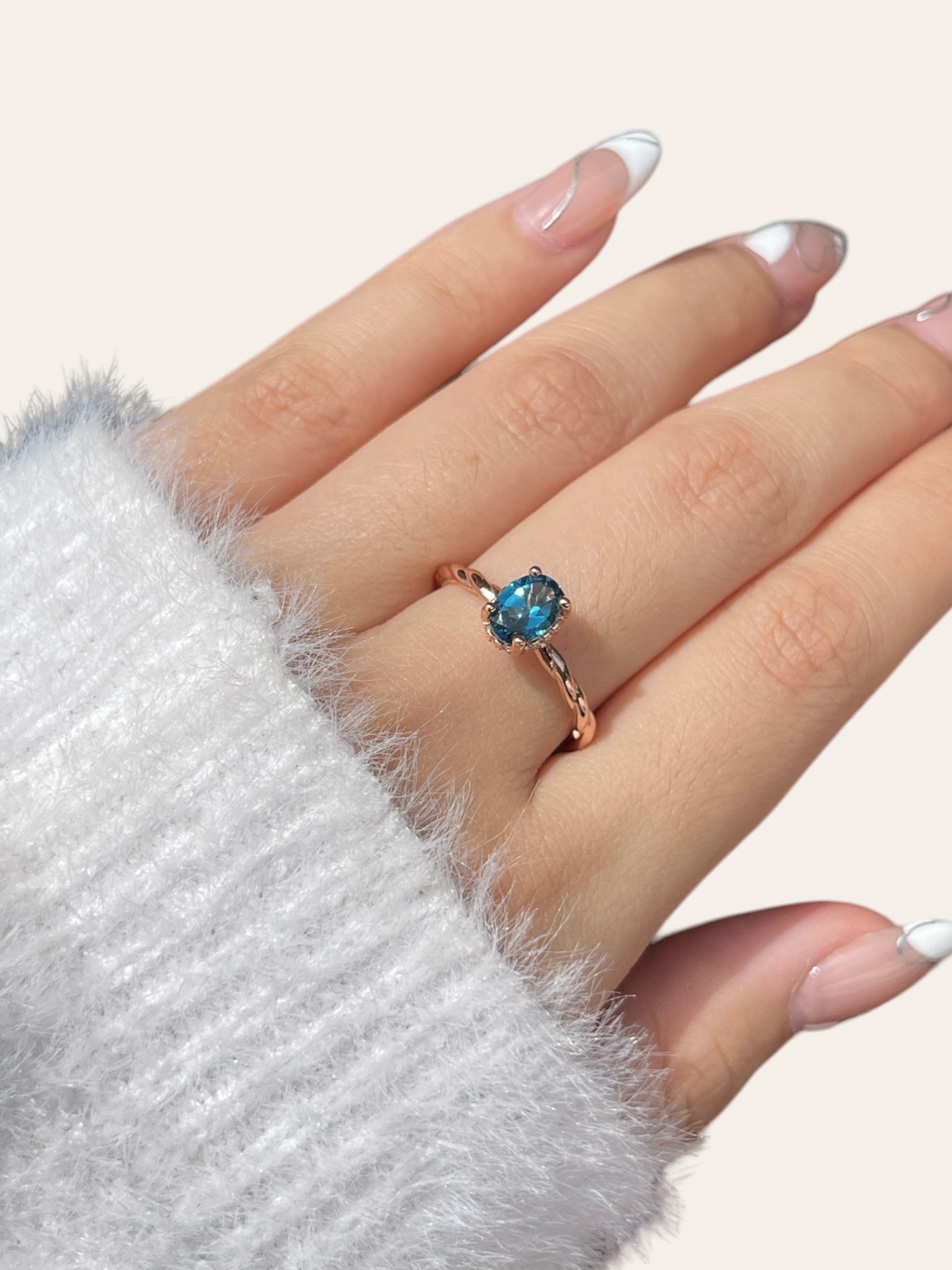 London Blue Topaz Halo Ring
