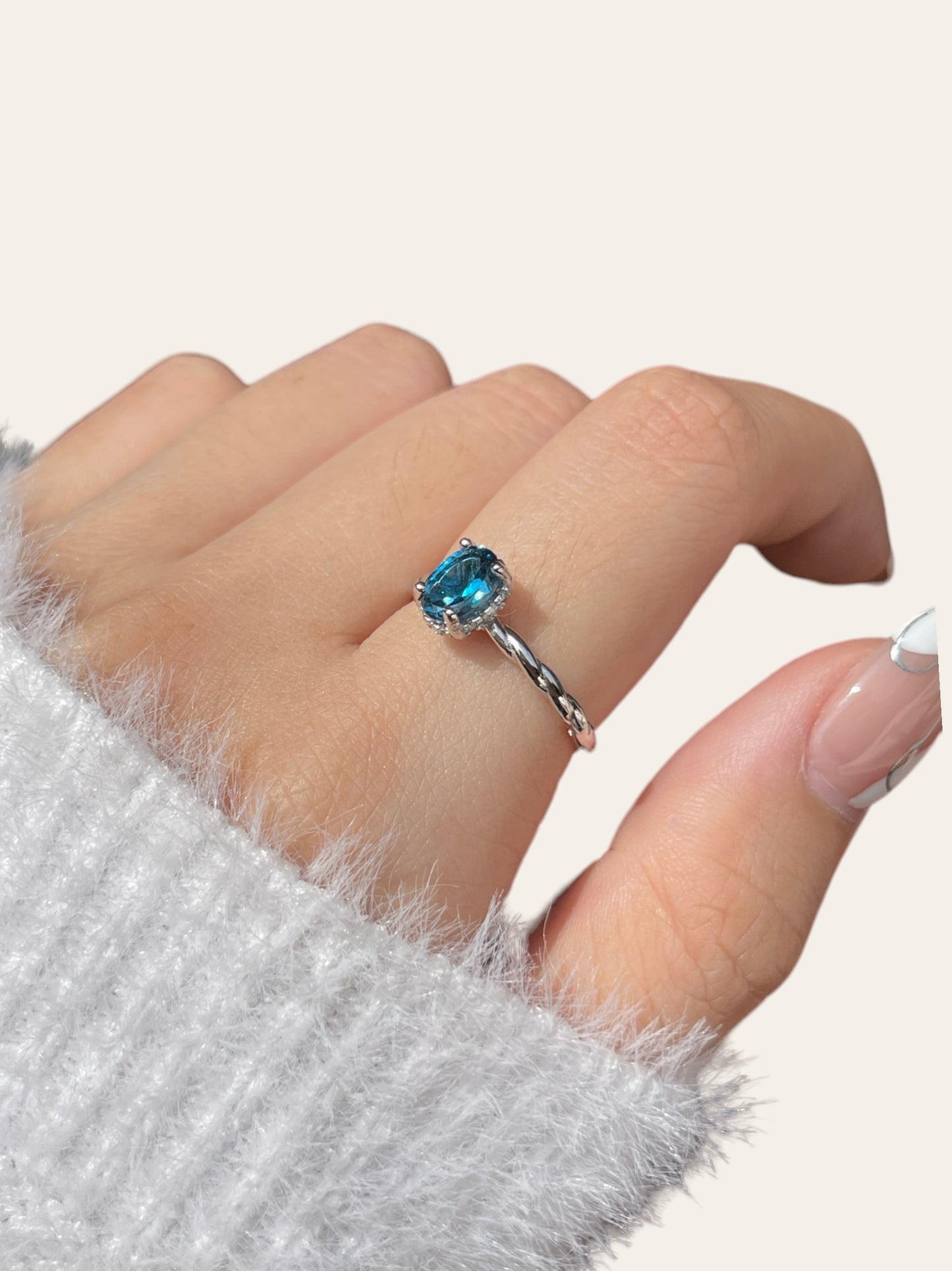 London Blue Topaz Halo Ring