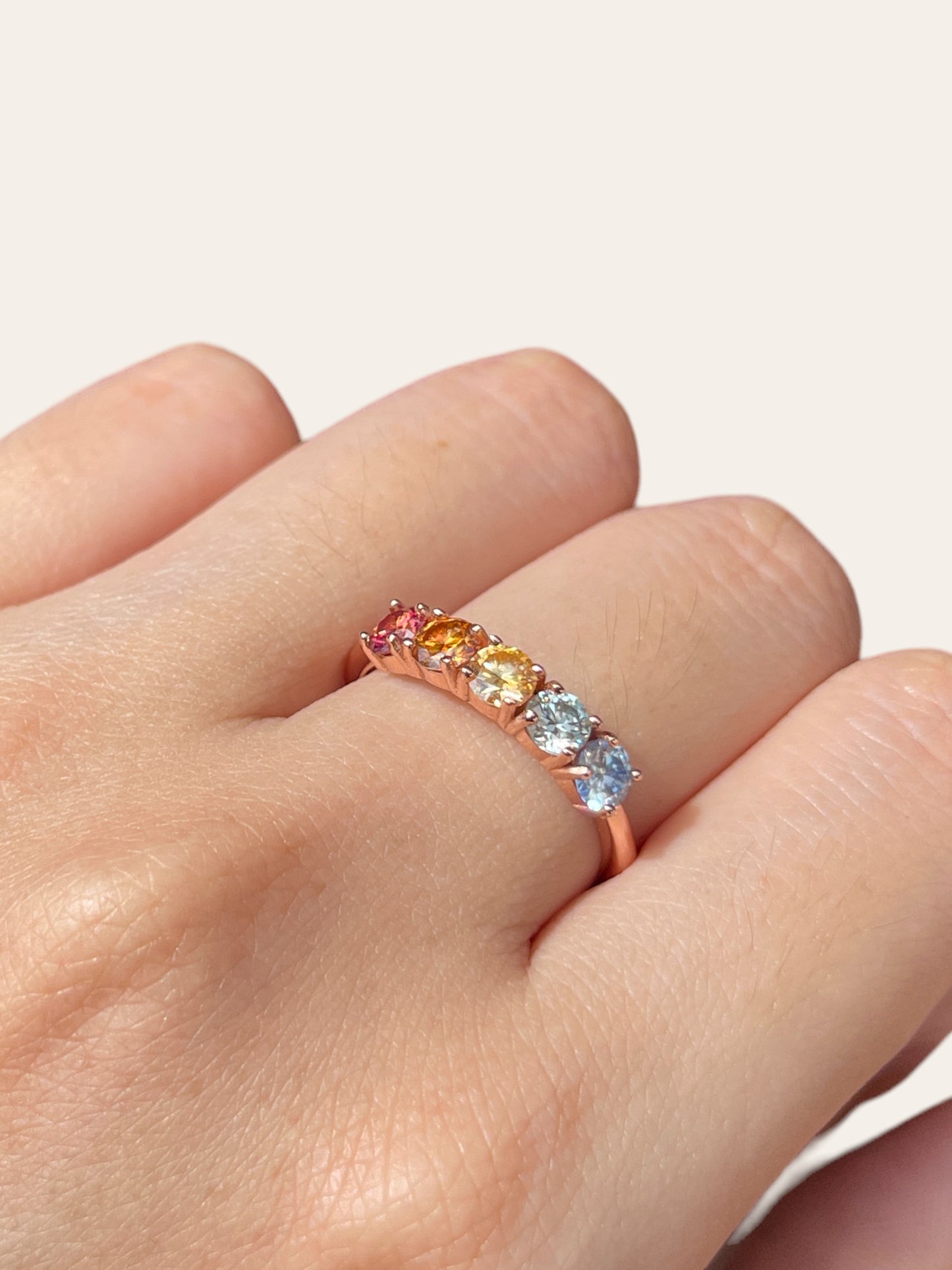 Rainbow Moissanite Eternity Ring