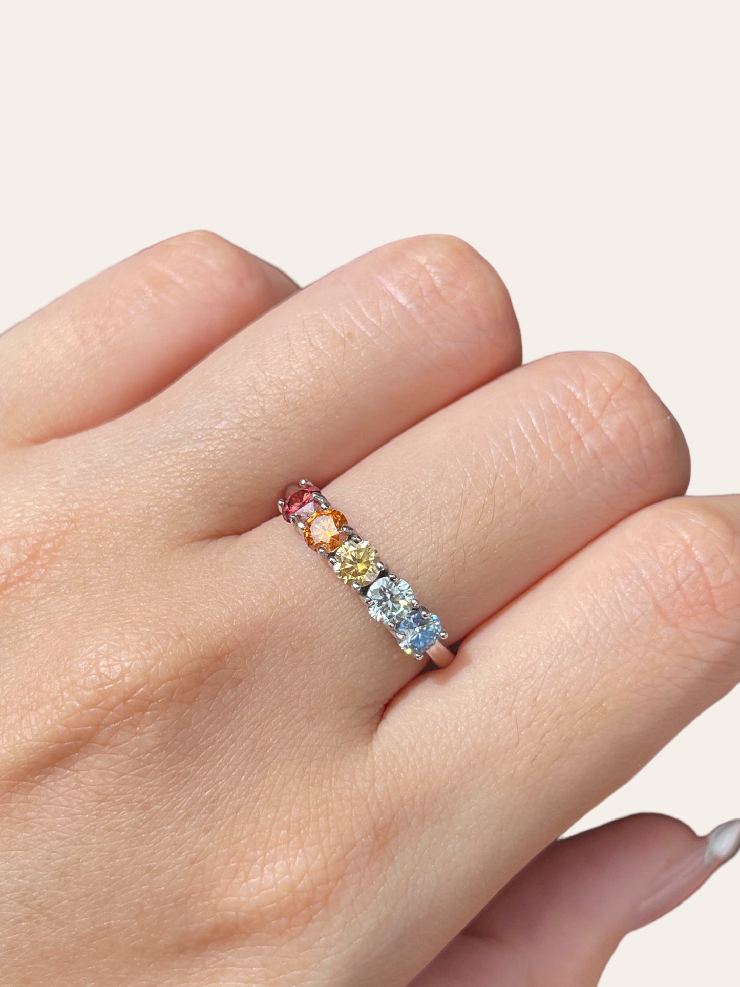 Rainbow Moissanite Eternity Ring