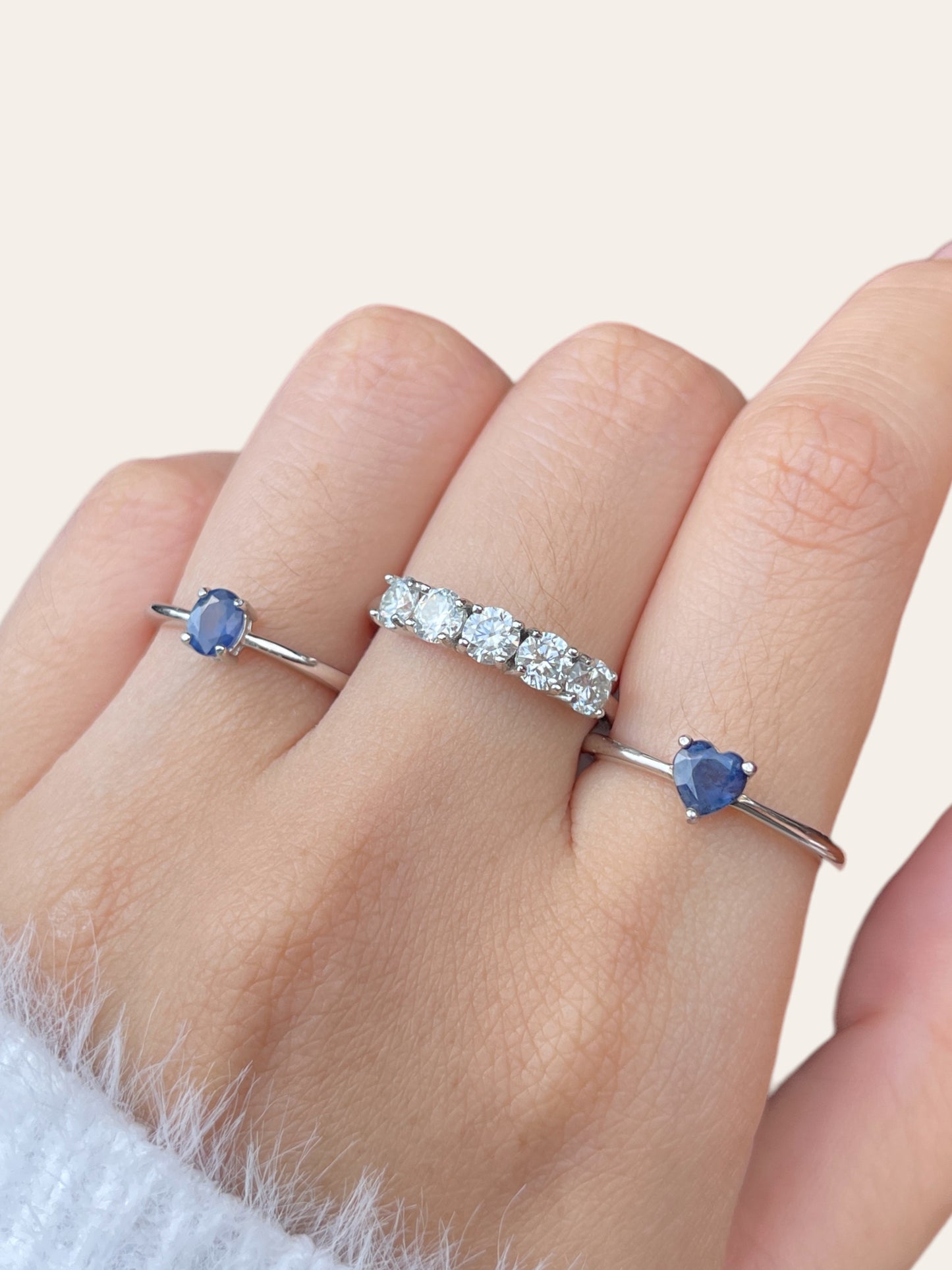 Blue Sapphire Dainty Heart Ring