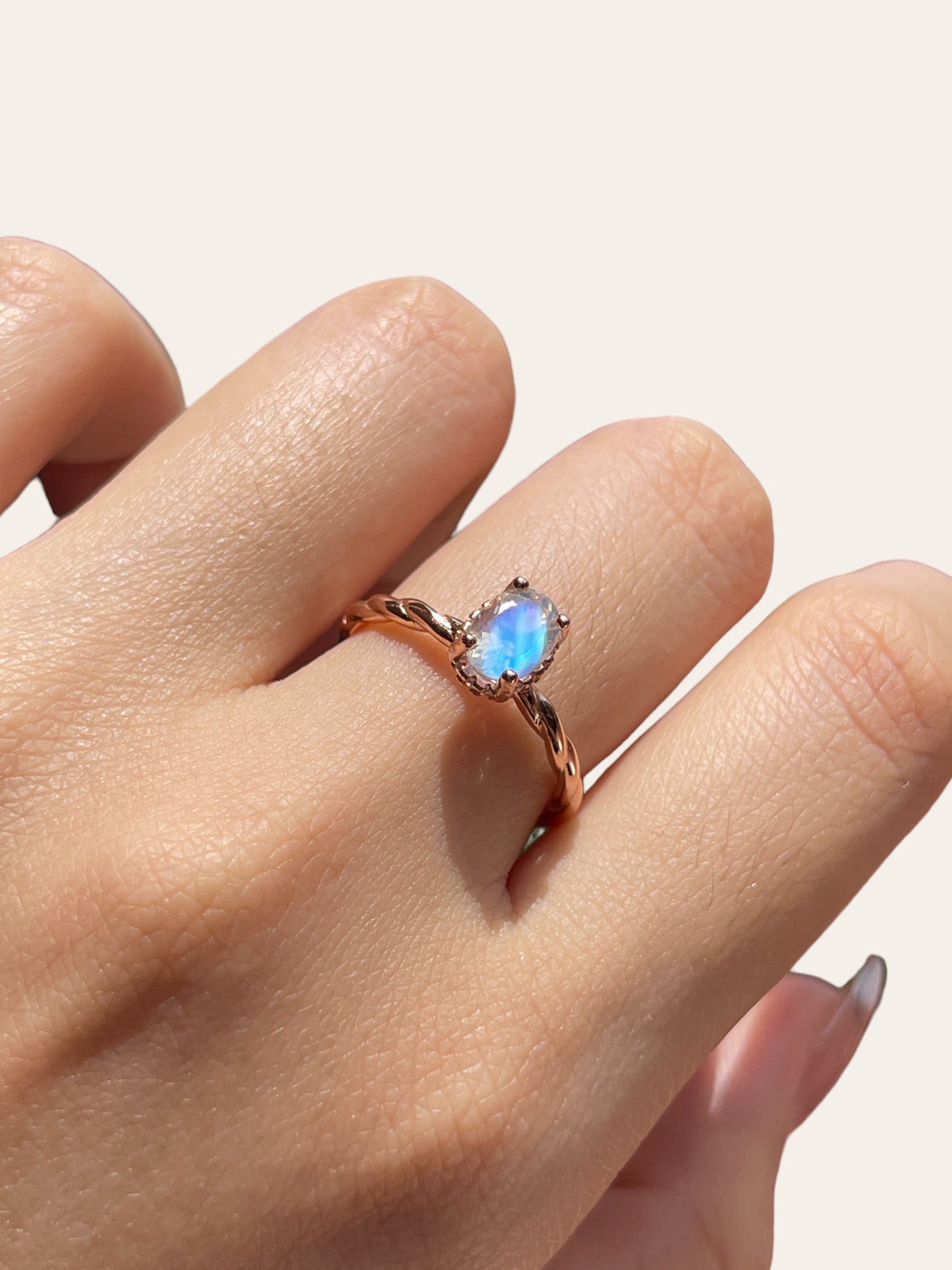 Moonstone Halo Ring